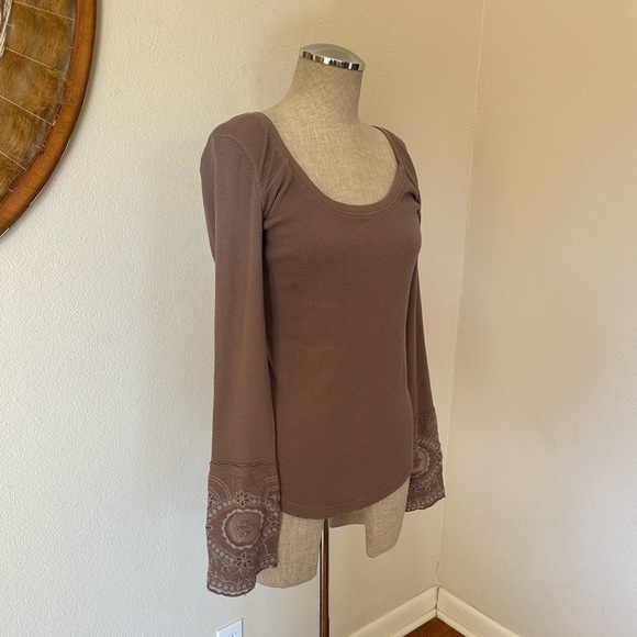 Free People Long sleeve Thermal Waffle Boho Woman's M - Picture 6 of 9
